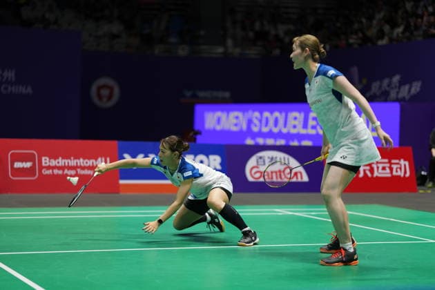 (260726) -- CHANGZHOU, July 26, 2026 -- Fukushima Yuki (L) Matsumoto Mayu compete during the women s doubles final match between Liu Shengshu Tan Ning of China and Fukushima Yuki Matsumoto Mayu of Japan at the 2026 China Open badminton tournament in Changzhou, east China s Jiangsu Province, July 26, 2026. ) (SP)CHINA-CHANGZHOU-BADMINTON-CHINA OPEN-WOMEN S DOUBLES-FINAL (CN) SunxFei 