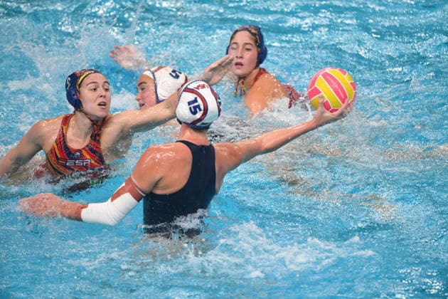 July 26, 2026, Sydney, Nsw, Australia: United States HAUSCHILD Paiqe (R) competes with Spain RUIZ BARRIL Ariadna (L) in action during their women s Water polo, Wasserball Gold Medal match at the 2026 World Aquatics Water Polo World Cup Finals at the Sydney Aquatic Centre in Sydney on July 26, 2026. Sydney Australia - ZUMAr188 20260726_zip_r188_009 Copyright: xDanishxRavix