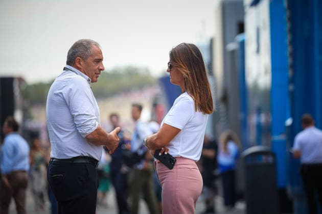 IPA87009089 - Marco Antonelli, father of Andrea Kimi Antonelli, and Veronica, Kimi’s mother, walking through the Mercedes AMG F1 Team paddock during the Hungarian Grand Prix at the Hungaroring in Budapest, July 23–26, 2026, as part of the 2026 Formula 1 World Championship, WM, Weltmeisterschaft  Copyright: xFedericoxBasile IPAxSportx xx 87009089