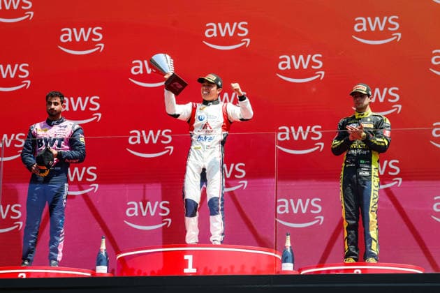 AUTO - FORMULA 2 2026 - BUDAPEST Podium: MAINI Kush (ind), ART Grand Prix, Dallara F2 2024, LEON Noel (mex), Campos Racing, Dallara F2 2024, CAMARA Rafael (bra), Invicta Racing, Dallara F2 2024, portrait during the 9th round of the 2026 FIA Formula 2 Championship from July 24 to 26, 2026 on the Hungaroring, in Mogyorod near Budapest, Hungary - MogyorodHungary  Copyright: xFLORENTxGOODENx