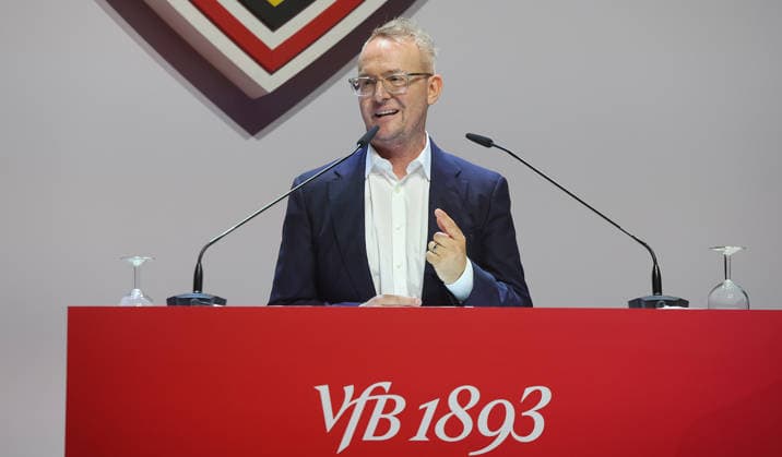 Stuttgart , VfB Stuttgart Mitgliederversammlung 2026 , Alexander Wehrle ( Vorstandsvorsitzender der VfB Stuttgart 1893 AG ) *** Stuttgart, VfB Stuttgart 2026 General Meeting, Alexander Wehrle, Chairman of the Board of VfB Stuttgart 1893 AG