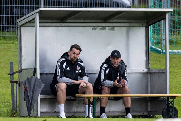 ST. JOHANN IN TIROL, AUSTRIA - JULY 26: Thomas Kessler (Sports Director 1. FC Koeln) and Tim Steidten (Director Squad Organisation & Recruiting) watching training during a training session at trainings camp in Kitzbuehel of season 2026 27 at Koasastadion on July 26, 2026 in St. Johann in Tirol, Austria. Austria Copyright: xSteffiexWunderlx