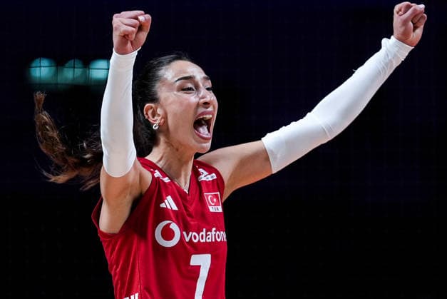 Turkiye v Brazil - 2026 FIVB Volleyball Nations League MACAO, CHINA - JULY 26: Hande Baladin of Turkiye celebrates after a point during the 2026 FIVB Volleyball Nations League (VNL) women s final match between Turkiye and Brazil at the East Asian Games Dome in Macao, China, on July 26, 2026. Dilara Irem Sancar Anadolu Macao China. Editorial use only. Please get in touch for any other usage.  Copyright: x2026xAnadoluxDilaraxIremxSancarx