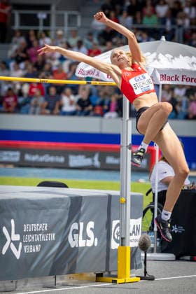 Deutsche Leichtathletik-Meisterschaften; Bochum-Wattenscheid, 26.07.2026 Hochspringerin Bianca Stichling (TSV Bayer 04 Leverkusen); Deutsche Leichtathletik-Meisterschaften am 26.07.2026 im Lorheide-Stadion, Bochum-Wattenscheid (Nordrhein-Westfalen). *** German Track and Field Championships, Bochum Wattenscheid, July 26, 2026; High jumper Bianca Stichling of TSV Bayer 04 Leverkusen; German Track and Field Championships on July 26, 2026, at Lorheide Stadium, Bochum-Wattenscheid, North Rhine-Westphalia Copyright: xBEAUTIFULxSPORTS LeahxKohringx