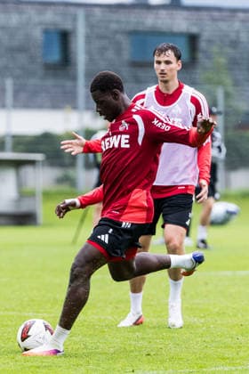 ST. JOHANN IN TIROL, AUSTRIA - JULY 26: Ragnar Ache (1. FC Koeln, 9) controls the ball during a training session at trainings camp in Kitzbuehel of season 2026 27 at Koasastadion on July 26, 2026 in St. Johann in Tirol, Austria. Austria Copyright: xSteffiexWunderlx