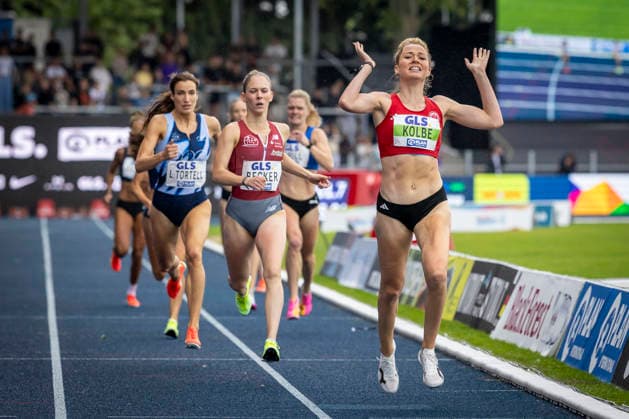 Deutsche Leichtathletik-Meisterschaften; Bochum-Wattenscheid, 26.07.2026 Deutsche Meisterin über 800m: Smilla Kolbe (Eintracht Frankfurt e.V.); Deutsche Leichtathletik-Meisterschaften am 26.07.2026 im Lorheide-Stadion, Bochum-Wattenscheid (Nordrhein-Westfalen). *** German Track and Field Championships, Bochum-Wattenscheid, July 26, 2026; German 800-meter Champion: Smilla Kolbe, Eintracht Frankfurt e.V.; German Track and Field Championships on July 26, 2026, at Lorheide Stadium, Bochum-Wattenscheid, North Rhine-Westphalia Copyright: xBEAUTIFULxSPORTS LeahxKohringx