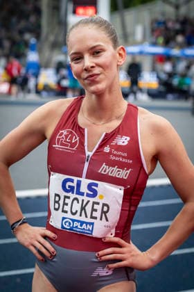 Deutsche Leichtathletik-Meisterschaften; Bochum-Wattenscheid, 26.07.2026 Jana Marie Becker (Königsteiner LV) nach ihrem zweiten Platz über 800m; Deutsche Leichtathletik-Meisterschaften am 26.07.2026 im Lorheide-Stadion, Bochum-Wattenscheid (Nordrhein-Westfalen). *** German Track and Field Championships, Bochum Wattenscheid, July 26, 2026: Jana Marie Becker of Königsteiner LV after finishing second in the 800m at the German Track and Field Championships on July 26, 2026, at Lorheide Stadium, Bochum-Wattenscheid, North Rhine-Westphalia Copyright: xBEAUTIFULxSPORTS LeahxKohringx