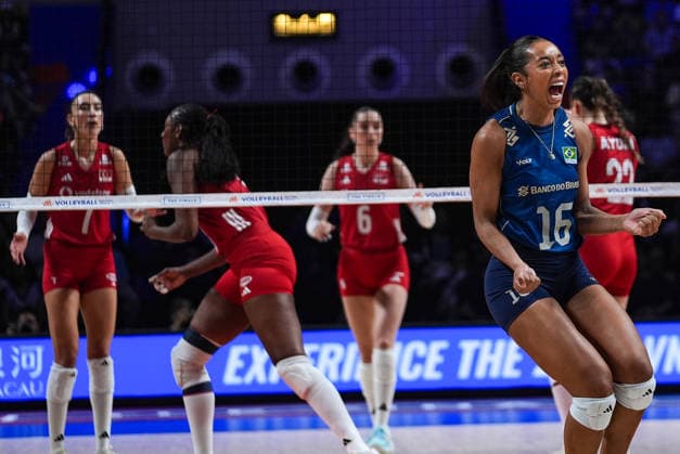 Turkiye v Brazil - 2026 FIVB Volleyball Nations League MACAO, CHINA - JULY 26: Kisy Nascimento (16) of Brazil celebrates after scoring a point during the 2026 FIVB Volleyball Nations League (VNL) women s final match between Turkiye and Brazil at the East Asian Games Dome in Macao, China, on July 26, 2026. Dilara Irem Sancar Anadolu Macao China. Editorial use only. Please get in touch for any other usage.  Copyright: x2026xAnadoluxDilaraxIremxSancarx