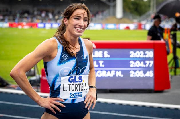 Deutsche Leichtathletik-Meisterschaften; Bochum-Wattenscheid, 26.07.2026 Dritte über 800m: Lara Tortell (Athletics Team Karben); Deutsche Leichtathletik-Meisterschaften am 26.07.2026 im Lorheide-Stadion, Bochum-Wattenscheid (Nordrhein-Westfalen). *** German Track and Field Championships, Bochum Wattenscheid, July 26, 2026; Third place in the 800m: Lara Tortell, Athletics Team Karben; German Track and Field Championships on July 26, 2026, at Lorheide Stadium, Bochum-Wattenscheid, North Rhine-Westphalia Copyright: xBEAUTIFULxSPORTS LeahxKohringx
