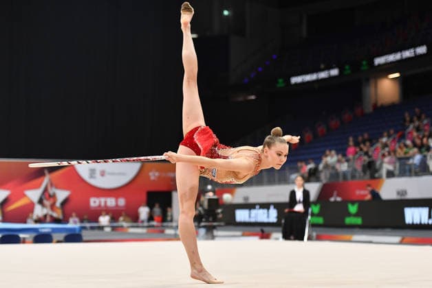 26.07.2026, xhbx, Turnen Rhythmische Sportgymnastik, Deutsche Meisterschaften 2026 v.l. Viktoria Steinfeld (TSV Schmiden 1902) Übungen mit dem Reifen (DFL DFB REGULATIONS PROHIBIT ANY USE OF PHOTOGRAPHS as IMAGE SEQUENCES and or QUASI-VIDEO) Hannover *** July 26, 2026, xhbx, Gymnastics, Rhythmic Gymnastics, 2026 German Championships by Viktoria Steinfeld, TSV Schmiden 1902, Hoop Routine. DFL and DFB regulations prohibit any use of photographs as image sequences and or quasi-video. Hanover