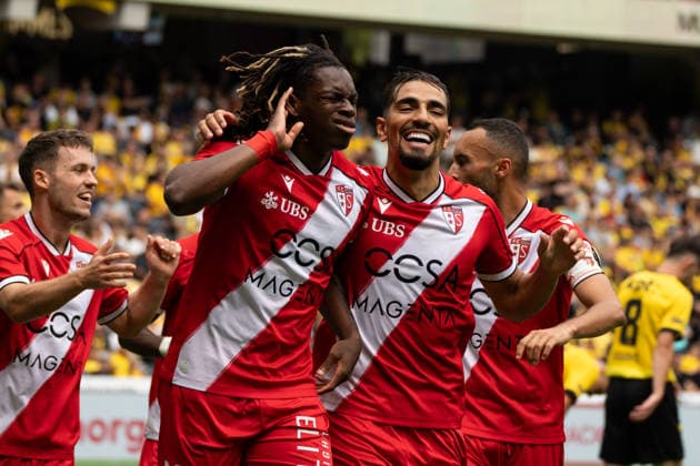 BERN, BERN, SWITZERLAND - JULY 26: Winsley Boteli of FC Sion celebrates after scoring his team’s goal during the Swiss Super League match between BSC Young Boys and FC Sion at Stadion Wankdorf on July 26, 2026 in Bern, Bern, Switzerland.  Copyright: xLivioxBaeriswylx xSPPx Sportspressphoto_SPR196906