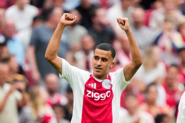AMSTERDAM , 26-07-2026, Johan Cruijff ArenA , season 2026 2027 , Pre season footbal . Match between Ajax and Burnley FC , Picture shows AFC Ajax player Abdellah Ouazane celebrating the 2-1 Ajax - Burnley (friendly)  x205217339x Copyright: