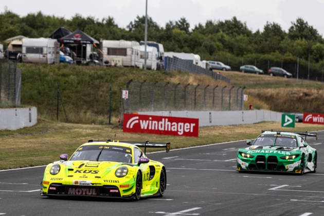 GER, DTM, 9. & 10. Lauf, Motorsport Arena Oschersleben 26.07.2026, Motorsport Arena, Oschersleben, GER, DTM, 9. & 10. Lauf, Motorsport Arena Oschersleben Thomas Preining, Manthey Porsche 911 GT3 R Evo, Marco Wittmann, Schubert Motorsport BMW M4 GT3 Evo Â Foto: Alexander Trienitz Oschersleben Motorsport Arena Sachsen-Anhalt Deutschland *** GER, DTM, Round 9 of 10, Motorsport Arena Oschersleben, July 26, 2026, Motorsport Arena, Oschersleben, GER, DTM, Round 9 of 10, Motorsport Arena Oschersleben: Thomas Preining, Manthey Porsche 911 GT3 R Evo; Marco Wittmann, Schubert Motorsport BMW M4 GT3 Evo. Photo by Alexander Trienitz, Oschersleben Motorsport Arena, Saxony-Anhalt, Germany