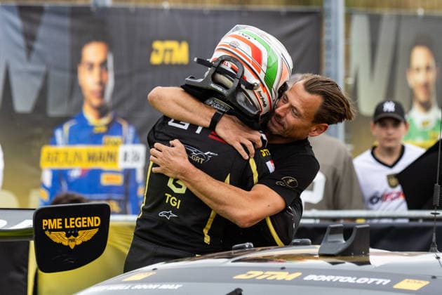 GER, DTM, 9. & 10. Lauf, Motorsport Arena Oschersleben 26.07.2026, Motorsport Arena, Oschersleben, GER, DTM, 9. & 10. Lauf, Motorsport Arena Oschersleben Sieger Mirko Bortolotti, TGI Team by GRT mit Gottfried Grasser, Teamchef Grasser Racing Team Â Foto: Alexander Trienitz Oschersleben Motorsport Arena Sachsen-Anhalt Deutschland *** GER, DTM, Round 9 of 10, Motorsport Arena Oschersleben, July 26, 2026, Motorsport Arena, Oschersleben, GER, DTM, Round 9 of 10, Motorsport Arena Oschersleben Winner Mirko Bortolotti, TGI Team by GRT with Gottfried Grasser, Team Principal of Grasser Racing Team. Photo by Alexander Trienitz, Oschersleben Motorsport Arena, Saxony-Anhalt, Germany