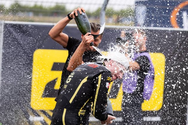 GER, DTM, 9. & 10. Lauf, Motorsport Arena Oschersleben 26.07.2026, Motorsport Arena, Oschersleben, GER, DTM, 9. & 10. Lauf, Motorsport Arena Oschersleben Podium: Sieger Mirko Bortolotti, TGI Team by GRT,, Gottfried Grasser, Teamchef Grasser Racing Team Â Foto: Alexander Trienitz Oschersleben Motorsport Arena Sachsen-Anhalt Deutschland *** GER, DTM, Round 9 of 10, Motorsport Arena Oschersleben, July 26, 2026, Motorsport Arena, Oschersleben, GER, DTM, Round 9 of 10, Motorsport Arena Oschersleben Podium Winner Mirko Bortolotti, TGI Team by GRT, Gottfried Grasser, Team Principal, Grasser Racing Team. Photo by Alexander Trienitz, Oschersleben Motorsport Arena, Saxony-Anhalt, Germany