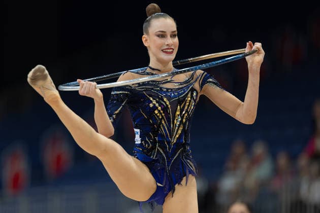Deutsche Meisterschaften in der Rhythmische Sportgymnastik 2026, Gerätefinals Darja Varfolomeev (TSV Schmiden) mit dem Reifen. Deutsche Meisterschaften in der Rhythmische Sportgymnastik, Gerätefinals, Einzel, am 26. Juli 2026 in der ZAG-Arena in Hannover., Hannover Niedersachsen Deutschland ZAG Arena *** 2026 German Rhythmic Gymnastics Championships, Apparatus Finals: Darja Varfolomeev (TSV Schmiden) with the hoop; German Rhythmic Gymnastics Championships, Apparatus Finals, Individual, on July 26, 2026, at the ZAG Arena in Hanover, Hanover, Lower Saxony, Germany, ZAG Arena