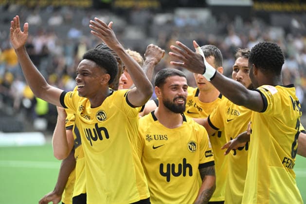 BERN, SWITZERLAND - JULY 26: BSC Young Boys celebrating the score from Samuel Essende of Young Boys 4:2 during the Swiss Super League 2026 27 match between BSC Young Boys and FC Sion at Stadion Wankdorf on July 26, 2026 in Bern, Switzerland. Bern Stadion Wankdorf Bern Switzerland *** BERN, SWITZERLAND, JULY 26: BSC Young Boys celebrate Samuel Essende s goal, which made the score 4–2, during the 2026–27 Swiss Super League match between BSC Young Boys and FC Sion at Wankdorf Stadium on July 26, 2026 in Bern, Switzerland; Bern; Wankdorf Stadium; Bern; Switzerland Copyright: xJustPictures.ch ManuelxWinterbergerx jp-en-EuSpIm-MWI_1516