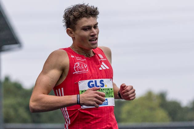 Deutsche Leichtathletik-Meisterschaften; Bochum-Wattenscheid, 26.07.2026 Owe Fischer-Breiholz (Königsteiner LV), 400m-Hürden-Finale; Deutsche Leichtathletik-Meisterschaften am 26.07.2026 im Lorheide-Stadion, Bochum-Wattenscheid (Nordrhein-Westfalen). *** German Track and Field Championships, Bochum Wattenscheid, July 26, 2026; Owe Fischer Breiholz, Königsteiner LV, 400-meter hurdles final at the German Track and Field Championships on July 26, 2026, at Lorheide Stadium, Bochum-Wattenscheid, North Rhine-Westphalia Copyright: xBEAUTIFULxSPORTS AxelxKohringx