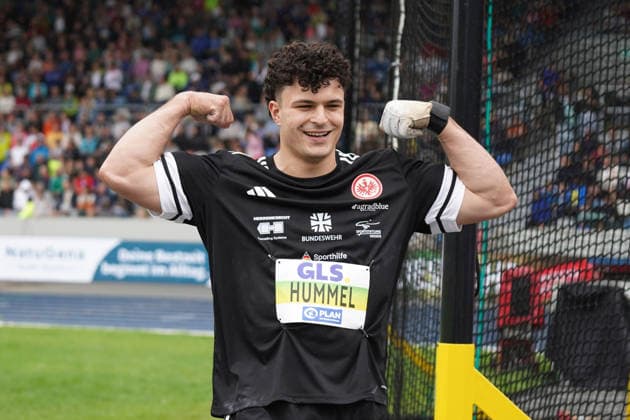 Leichtathletik, Athletics, Track and Field,, Leichtathletik DM 2026 , 25.07-26.07.2026, Lohrheidestadion Bochum-Wattenheid Hammerwurf Männer Finale, Merlin Hummel, Eintracht Frankfurt Copyright Gladys Chai von der Laage *** Track and Field, Athletics, Track and Field, 2026 German Track and Field Championships, July 25–26, 2026, Lohrheidestadion, Bochum, Wattenheid, Men’s Hammer Throw Final, Merlin Hummel, Eintracht Frankfurt, Copyright Gladys Chai von der Laage