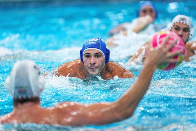July 26, 2026, Sydney, Nsw, Australia: ARISTEIDIS CHALYVOPOULOS of Greece defends during the Men s gold medal match between Hungary and Greece at the 2026 World Aquatics Women s Water polo, Wasserball World Cup. Water Polo 2026: World Aquatics MenÃ¢â‚¬â ¢S Water Polo World Cup  - ZUMAt173 20260726_zsp_t173_061 Copyright: xStephanexThomasx
