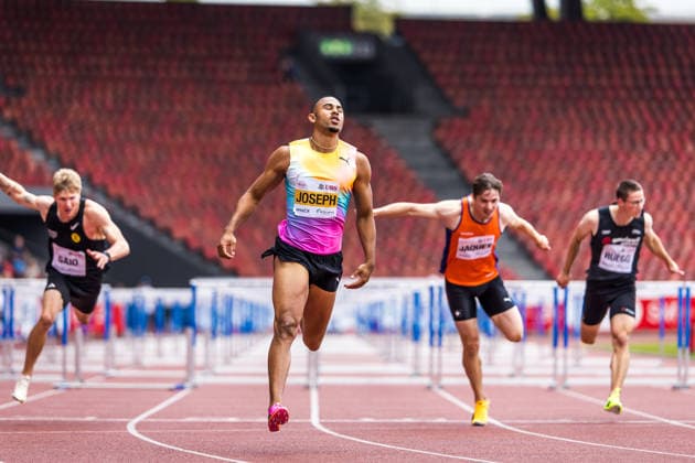 Swiss Athletics Championships, 26.07.2026 ZURICH, SWITZERLAND - JULY 26: Jason Joseph (LC Therwil) wins the 110 m hurdles at the Swiss Athletics Championships on July 26, 2026 in Zurich, Switzerland. *** Swiss Athletics Championships, July 26, 2026, Zurich, Switzerland. Jason Joseph of LC Therwil wins the 110-meter hurdles at the Swiss Athletics Championships on July 26, 2026, in Zurich, Switzerland. Copyright: xBEAUTIFULxSPORTS UlfxSchillerx