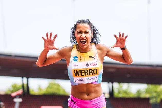 Swiss Athletics Championships, 26.07.2026 ZURICH, SWITZERLAND - JULY 26: Audrey Werro (CA Belfaux) winner pose at the Swiss Athletics Championships on July 26, 2026 in Zurich, Switzerland. *** Swiss Athletics Championships, July 26, 2026, Zurich, Switzerland. Audrey Werro of CA Belfaux poses as the winner at the Swiss Athletics Championships on July 26, 2026, in Zurich, Switzerland. Copyright: xBEAUTIFULxSPORTS UlfxSchillerx
