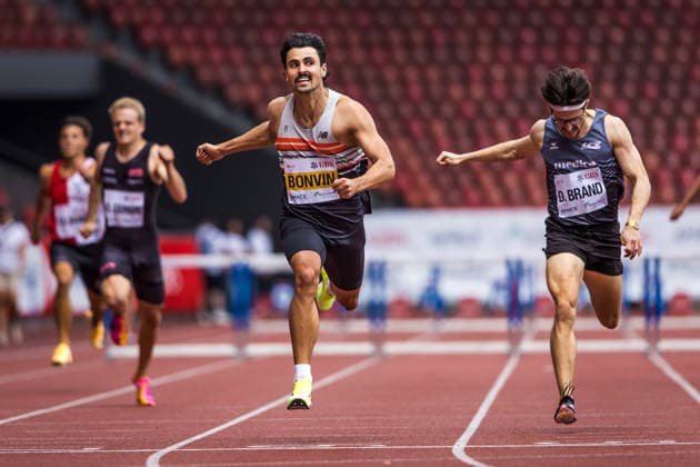 Swiss Athletics Championships, 26.07.2026 ZURICH, SWITZERLAND - JULY 26: Julien Bonvin (CA Sierre DSG) wins the 400 m hurdles at the Swiss Athletics Championships on July 26, 2026 in Zurich, Switzerland. *** Swiss Athletics Championships, July 26, 2026, Zurich, Switzerland JULY 26 Julien Bonvin of CA Sierre DSG wins the 400-meter hurdles at the Swiss Athletics Championships on July 26, 2026, in Zurich, Switzerland Copyright: xBEAUTIFULxSPORTS UlfxSchillerx