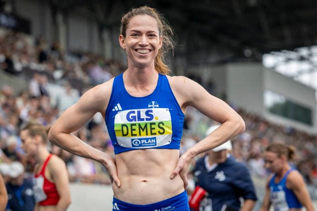 Deutsche Leichtathletik-Meisterschaften; Bochum-Wattenscheid, 26.07.2026 Deutsche Meisterin über 400m Hürden: Eileen Demes (TV 1861 Neu-Isenburg); Deutsche Leichtathletik-Meisterschaften am 26.07.2026 im Lorheide-Stadion, Bochum-Wattenscheid (Nordrhein-Westfalen). *** German Track and Field Championships, Bochum-Wattenscheid, July 26, 2026: German Champion in the 400-meter hurdles, Eileen Demes, TV 1861 Neu Isenburg. German Track and Field Championships on July 26, 2026, at Lorheide Stadium, Bochum-Wattenscheid, North Rhine-Westphalia Copyright: xBEAUTIFULxSPORTS LeahxKohringx