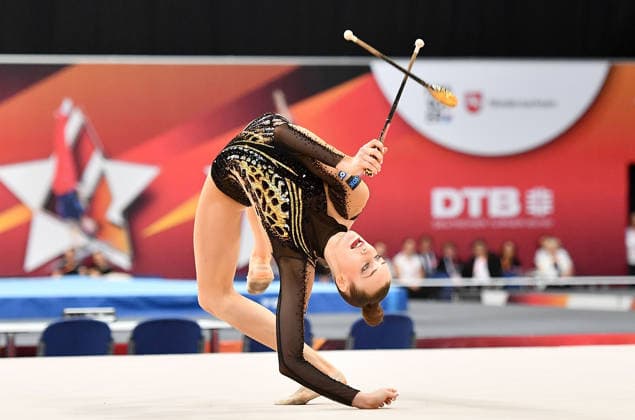 26.07.2026, xhbx, Turnen Rhythmische Sportgymnastik, Deutsche Meisterschaften 2026 v.l. Darja Varfolomeev (TSV Schmiden 1902) Übung mit den Keulen (DFL DFB REGULATIONS PROHIBIT ANY USE OF PHOTOGRAPHS as IMAGE SEQUENCES and or QUASI-VIDEO) Hannover *** July 26, 2026, xhbx, Gymnastics, Rhythmic Gymnastics, 2026 German Championships v l Darja Varfolomeev TSV Schmiden 1902 Club Routine DFL DFB REGULATIONS PROHIBIT ANY USE OF PHOTOGRAPHS as IMAGE SEQUENCES and or QUASI-VIDEO Hannover