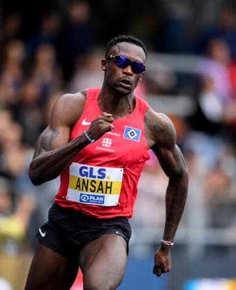 ANSAH Owen, Aktion. Halbfinale 200m der Männer, am 26.07.2026 Leichtathletik Deutschen Meisterschaften vom 25.07.- 26.07.2026 in Bochum-Wattenscheid Deutschland. Lohrheidestadion *** ANSAH Owen, Men s 200m Semifinal, July 26, 2026, German Track and Field Championships, July 25–26, 2026, in Bochum-Wattenscheid, Germany, Lohrheidestadion