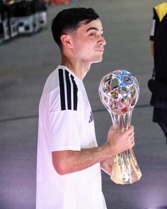 SUZHOU, CHINA - JULY 26: Spanish national team, Nationalteam player Pedri Gonzalez carries the trophy during the final of the National Youth Campus Football High School League on July 26, 2026 in Suzhou, Jiangsu Province of China. The event marked the conclusion of the national tournament for high school students.  Copyright: xVCGx 111656521367