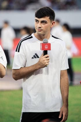 SUZHOU, CHINA - JULY 26: Pedri Gonzalez of Spain and FC Barcelona, Barca speaks to the media during the final of the National Youth Campus Football High School League at Suzhou Sports Center on July 26, 2026 in Suzhou, Jiangsu Province of China. The Spanish midfielder attended the event and competed alongside outstanding players.  Copyright: xVCGx 111656521358