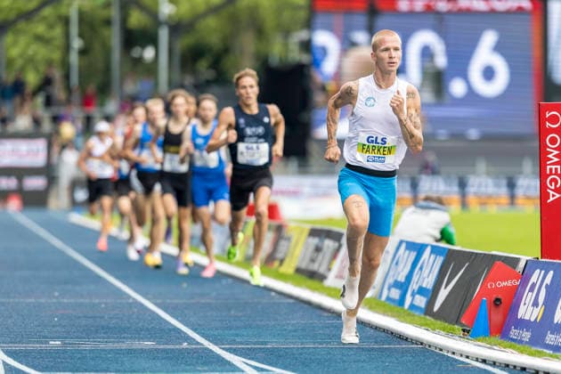 Deutsche Leichtathletik-Meisterschaften; Bochum-Wattenscheid, 26.07.2026 Robert Farken (SG Motor Gohlis-Nord Leipzig) gewinnt die 1500m; Deutsche Leichtathletik-Meisterschaften am 26.07.2026 im Lorheide-Stadion, Bochum-Wattenscheid (Nordrhein-Westfalen). *** German Track and Field Championships, Bochum Wattenscheid, July 26, 2026. Robert Farken of SG Motor Gohlis Nord Leipzig wins the 1,500-meter race at the German Track and Field Championships on July 26, 2026, at Lorheide Stadium, Bochum-Wattenscheid, North Rhine-Westphalia Copyright: xBEAUTIFULxSPORTS AxelxKohringx