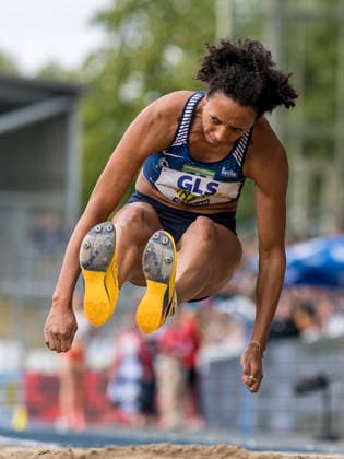 Deutsche Leichtathletik-Meisterschaften; Bochum-Wattenscheid, 26.07.2026 Malaika Mihambo (LG Kurpfalz), Weitsprung; Deutsche Leichtathletik-Meisterschaften am 26.07.2026 im Lorheide-Stadion, Bochum-Wattenscheid (Nordrhein-Westfalen). *** German Track and Field Championships, Bochum-Wattenscheid, July 26, 2026; Malaika Mihambo (LG Kurpfalz), long jump; German Track and Field Championships on July 26, 2026, at Lorheide Stadium, Bochum-Wattenscheid, North Rhine-Westphalia Copyright: xBEAUTIFULxSPORTS AxelxKohringx