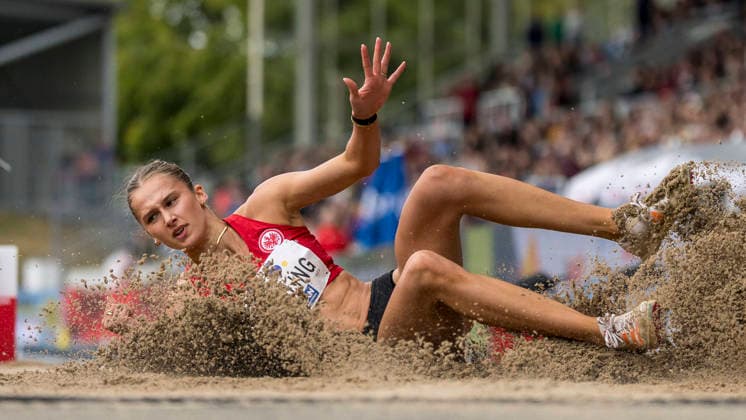 Deutsche Leichtathletik-Meisterschaften; Bochum-Wattenscheid, 26.07.2026 Finja Köchling (Eintracht Frankfurt e.V.), Weitsprung; Deutsche Leichtathletik-Meisterschaften am 26.07.2026 im Lorheide-Stadion, Bochum-Wattenscheid (Nordrhein-Westfalen). *** German Track and Field Championships, Bochum-Wattenscheid, July 26, 2026; Finja Köchling, Eintracht Frankfurt e.V., Long Jump; German Track and Field Championships on July 26, 2026, at Lorheide Stadium, Bochum-Wattenscheid, North Rhine-Westphalia Copyright: xBEAUTIFULxSPORTS AxelxKohringx