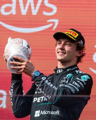 July 26, 2026, Pest, Hungary: Andrea Kimi Antonelli (ITA Mercedes) with his trophy on the podium during the Formula 1 Hungarian Grand Prix 2026. Hungary - ZUMAl234 20260726_znp_l234_017 Copyright: xGabrielxLopezx