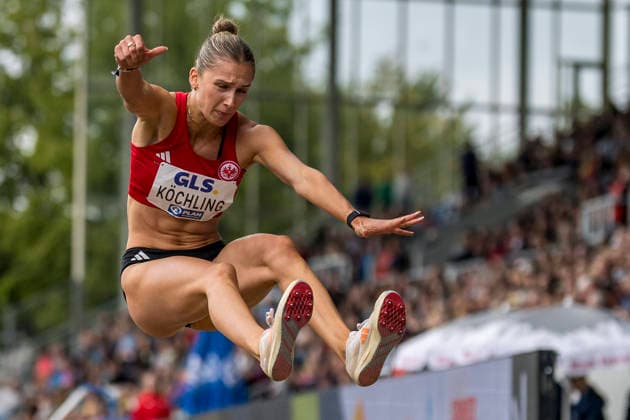Deutsche Leichtathletik-Meisterschaften; Bochum-Wattenscheid, 26.07.2026 Finja Köchling (Eintracht Frankfurt e.V.), Weitsprung; Deutsche Leichtathletik-Meisterschaften am 26.07.2026 im Lorheide-Stadion, Bochum-Wattenscheid (Nordrhein-Westfalen). *** German Track and Field Championships, Bochum-Wattenscheid, July 26, 2026; Finja Köchling, Eintracht Frankfurt e.V., Long Jump; German Track and Field Championships on July 26, 2026, at Lorheide Stadium, Bochum-Wattenscheid, North Rhine-Westphalia Copyright: xBEAUTIFULxSPORTS AxelxKohringx