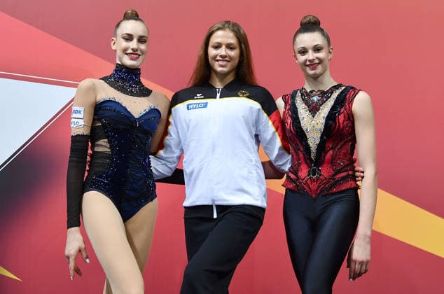 26.07.2026, xhbx, Turnen Rhythmische Sportgymnastik, Deutsche Meisterschaften 2026 v.l. Darja Varfolomeev (TSV Schmiden 1902), Anastasia Simakova (TSV Schmiden 1902), Lada Pusch (TSV Schmiden) nominiert für die WM in Frankfurt (DFL DFB REGULATIONS PROHIBIT ANY USE OF PHOTOGRAPHS as IMAGE SEQUENCES and or QUASI-VIDEO) Hannover *** July 26, 2026, xhbx, Rhythmic Gymnastics, 2026 German Championships: Darja Varfolomeev, TSV Schmiden 1902, Anastasia Simakova, TSV Schmiden 1902, Lada Pusch, TSV Schmiden, nominated for the World Championships in Frankfurt. DFL and DFB regulations prohibit any use of photographs as image sequences and or quasi-video. Hanover