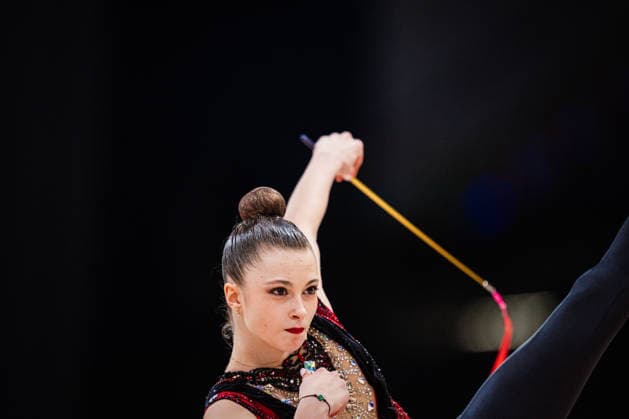 Die Finals 2026 - Rhythmische Sportgymnastik, 26.07.2026 Lada Pusch - TSV Scheiden 1902 e.V. (Band); Die Finals 2026 - Rhythmische Sportgymnastik am 26.07.2026 in der ZAG-Arena, Hannover *** The 2026 Rhythmic Gymnastics Finals, July 26, 2026 Lada Pusch TSV Scheiden 1902 e.V. Ribbon The 2026 Rhythmic Gymnastics Finals on July 26, 2026, at the ZAG Arena, Hanover Copyright: xBEAUTIFULxSPORTS Tonhäuserx
