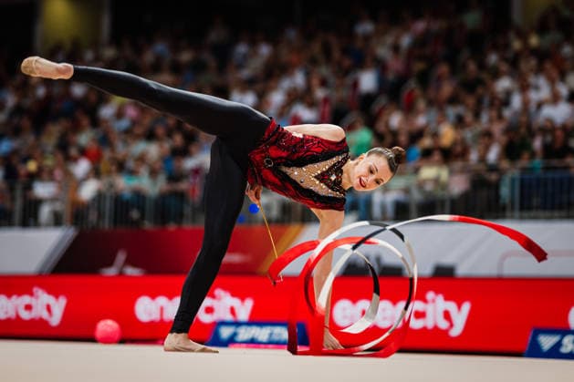 Die Finals 2026 - Rhythmische Sportgymnastik, 26.07.2026 Lada Pusch - TSV Scheiden 1902 e.V. (Band); Die Finals 2026 - Rhythmische Sportgymnastik am 26.07.2026 in der ZAG-Arena, Hannover *** The 2026 Rhythmic Gymnastics Finals, July 26, 2026 Lada Pusch TSV Scheiden 1902 e.V. Ribbon The 2026 Rhythmic Gymnastics Finals on July 26, 2026, at the ZAG Arena, Hanover Copyright: xBEAUTIFULxSPORTS Tonhäuserx