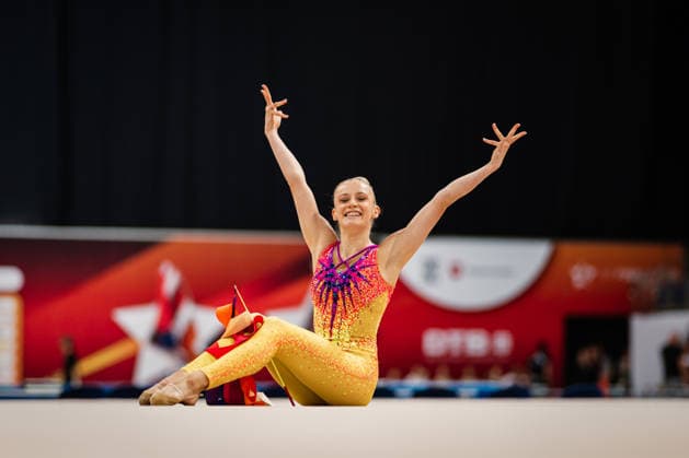 Die Finals 2026 - Rhythmische Sportgymnastik, 26.07.2026 Luzie-Riva Kampe - TSV 1862 Friedberg (Band); Die Finals 2026 - Rhythmische Sportgymnastik am 26.07.2026 in der ZAG-Arena, Hannover *** The 2026 Rhythmic Gymnastics Finals, July 26, 2026 Luzie Riva Kampe TSV 1862 Friedberg Ribbon The 2026 Rhythmic Gymnastics Finals on July 26, 2026, at the ZAG Arena, Hanover Copyright: xBEAUTIFULxSPORTS Tonhäuserx