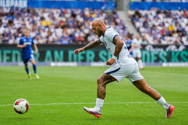 Freundschaftsspiel: Karlsruher SC vs FC Internazionale Milano, 26.07.2026 Federico Dimarco (FC Internaziolane Milano, 32) am Ball Freundschaftsspiel: Karlsruher SC vs FC Internazionale Milano, BBBank Wildpark Karlsruhe, 26.07.2026 DFB DFL REGULATIONS PROHIBIT ANY USE OF PHOTOGRAPHS AS IMAGE SEQUENCES AND OR QUASI-VIDEO. *** Friendly Match: Karlsruher SC vs. FC Internazionale Milano, July 26, 2026; Federico Dimarco of FC Internazionale Milano, age 32, on the ball; Friendly Match: Karlsruher SC vs. FC Internazionale Milano, BBBank Wildpark Karlsruhe, July 26, 2026. DFB and DFL regulations prohibit any use of photographs as image sequences and or quasi-video. Copyright: xBEAUTIFULxSPORTS Boscox