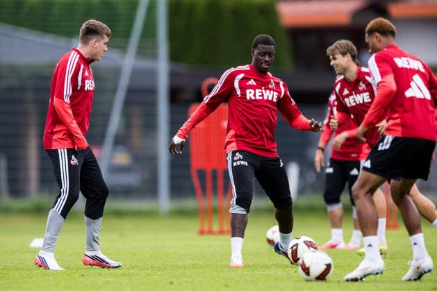 ST. JOHANN IN TIROL, AUSTRIA - JULY 26: Ragnar Ache (1. FC Koeln, 9) controls the ball during a training session at trainings camp in Kitzbuehel of season 2026 27 at Koasastadion on July 26, 2026 in St. Johann in Tirol, Austria. Austria Copyright: xSteffiexWunderlx
