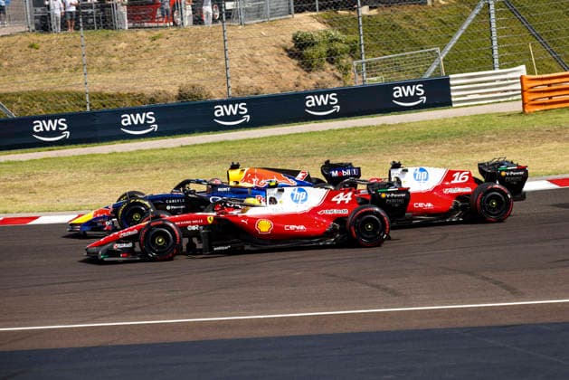 F1 - HUNGARIAN GRAND PRIX 2026 start of the race, depart, 03 VERSTAPPEN Max (nld), Red Bull Racing Ford RB22, action 44 HAMILTON Lewis (gbr), Scuderia Ferrari SF-26, action 16 LECLERC Charles (mco), Scuderia Ferrari SF-26, action during the Formula 1 Hungarian Grand Prix 2026, 11th round of the 2026 Formula One World Championship, WM, Weltmeisterschaft from July 24 to 26, 2026 on the Hungaroring, in Mogyorod near Budapest, Hungary - MogyorodHungary  Copyright: xXavixBonillax