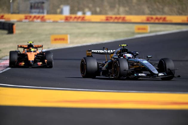 July 26, 2026, Budapest, Budapest, Hungary: Kimi Antonelli of Mercedes and Lando Norris of McLaren on track at the Hungaroring circuit during the 2026 Hungarian Grand Prix in Budapest, Hungary on 25 July 2026. Budapest Hungary - ZUMAs291 20260726_zip_s291_018 Copyright: xBalintxSzentgallayx