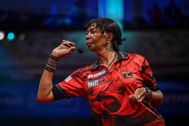 RECORD DATE NOT STATED 26th July 2026, Winter Gardens, Blackpool, Lancashire, England; 2026 Betfred Womens World Matchplay Darts, Final Day; Deta Hedman in action on the oche in her quarter final match against Fallon Sherrock GodfreyxPitt