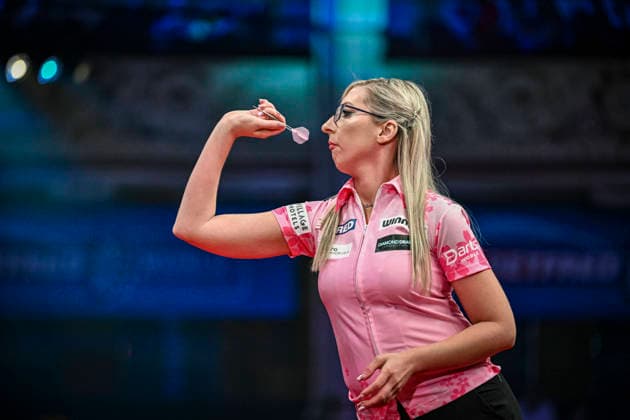RECORD DATE NOT STATED 26th July 2026, Winter Gardens, Blackpool, Lancashire, England; 2026 Betfred Womens World Matchplay Darts, Final Day; Fallon Sherrock in action on the oche in her quarter final match against Deta Hedman GodfreyxPitt