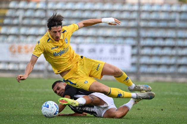 IPA87020566 - Tommaso Milanese of Ascoli Calcio 1898 and Giorgio Cittadini of Frosinone Calcio are in action during a preseason friendly match between Frosinone Calcio and Ascoli Calcio 1898 at the Manlio Scopigno Central Italy Stadium on July 26, 2026 in Rieti, Italy.  Copyright: xDomenicoxCippitelli IPAxSportx xx 87020566