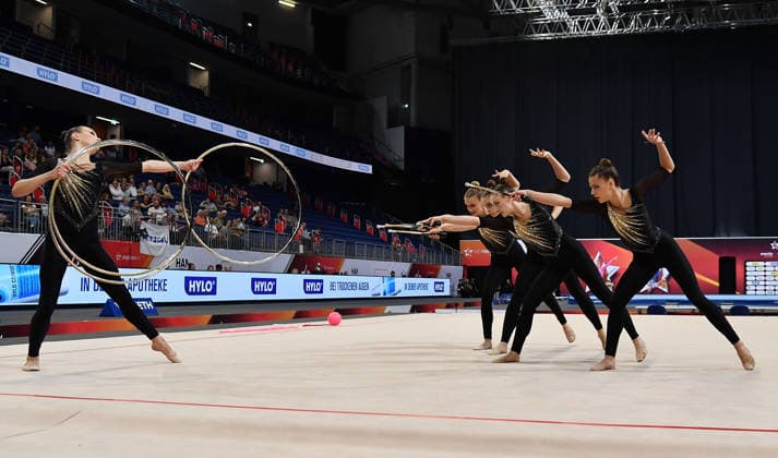 26.07.2026, xhbx, Turnen Rhythmische Sportgymnastik, Deutsche Meisterschaften 2026 v.l. Gruppe, Mannschaft Gruppe, Mannschaft Berliner Turn- und Freizeitsport-Bund Reifen Keulen Übung (DFL DFB REGULATIONS PROHIBIT ANY USE OF PHOTOGRAPHS as IMAGE SEQUENCES and or QUASI-VIDEO) Hannover *** July 26, 2026, xhbx, Gymnastics, Rhythmic Gymnastics, 2026 German Championships – Group, Team Group, Team Berlin Gymnastics and Recreational Sports Association – Hoop, Clubs, Routine – DFL DFB REGULATIONS PROHIBIT ANY USE OF PHOTOGRAPHS AS IMAGE SEQUENCES AND OR QUASI-VIDEO – Hanover