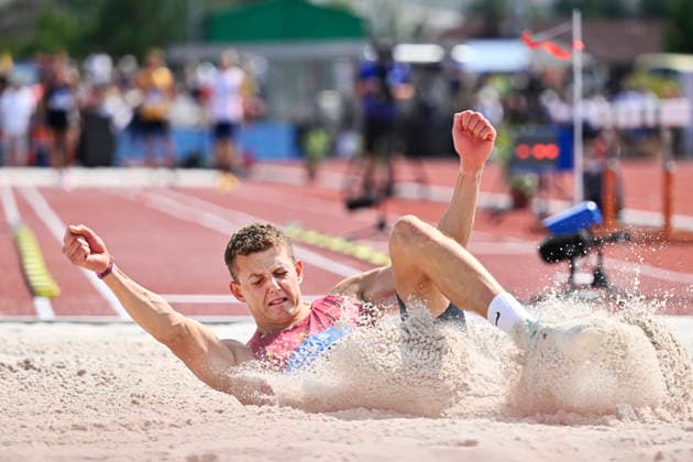Mistrovstvi CR v atletice, 26. cervence 2026, Plzen. Skok daleky muzi, vitez Matyas Franek TJ Dukla Praha. (CTKxPhoto MiroslavxChaloupka) CTKPhotoP2026072604505  CTKPhotoP2026072604505